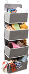Over the Door Hanging Storage Organizer with 4 Pouch Pocket for Pantry Baby Nursery Bathroom (Grey)