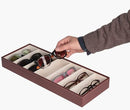 Leather Eyeglass Storage Case with 7 Compartments (Grey)