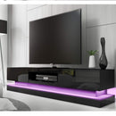 Modern High Gloss LED RGB TV Entertainment Unit with Storage 220cm - Black