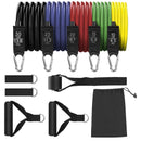 11 Piece Resistance Tube Bands Exercise Workout Bands Set Stackable With Handles & Bag