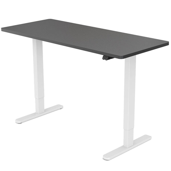 FORTIA Sit Stand Standing Desk, 140x60cm, 72-118cm Height Adjustable, 70kg Load, Black/White Frame