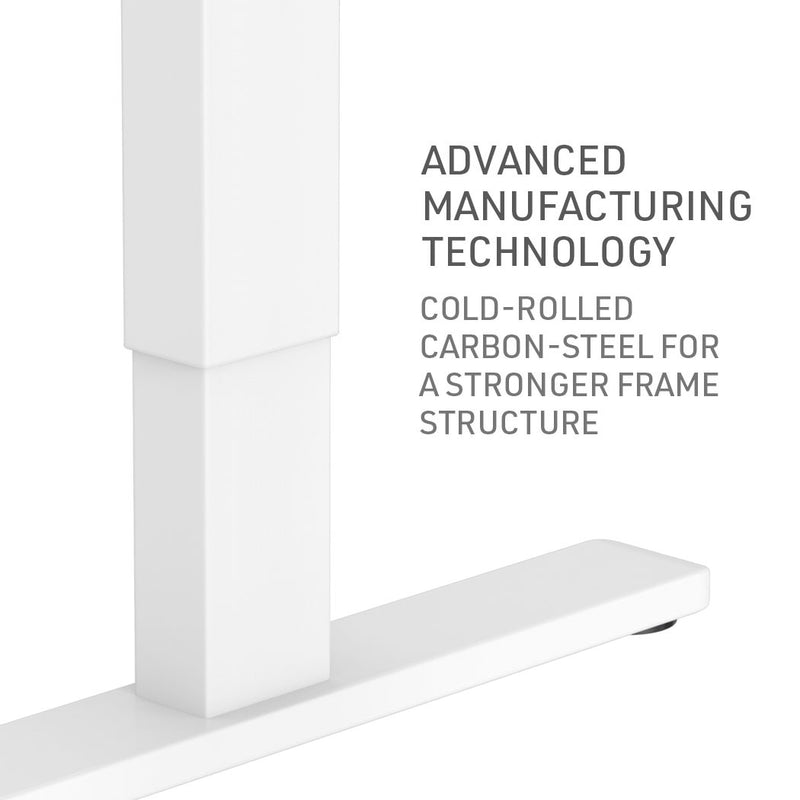 FORTIA Sit Stand Standing Desk, 140x60cm, 72-118cm Height Adjustable, 70kg Load, Black/White Frame