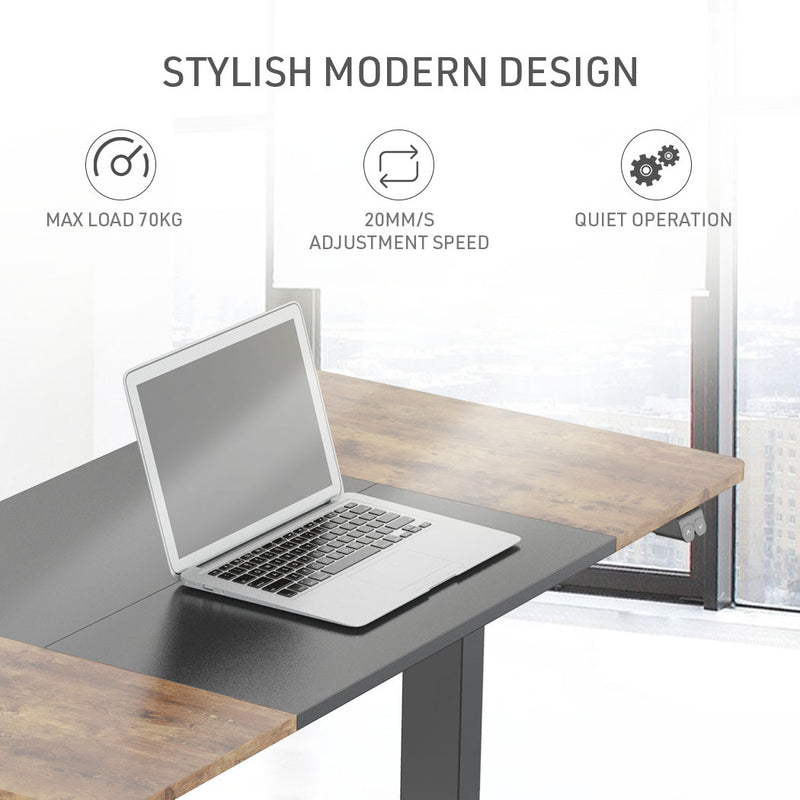 FORTIA Sit Stand Standing Desk, 120x60cm, 72-118cm Height Adjustable, 70kg Load, Oak style/Black Frame