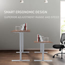 FORTIA Sit Stand Standing Desk, 140x60cm, 72-118cm Height Adjustable, 70kg Load, Walnut style/Silver Frame