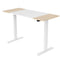 FORTIA Sit Stand Standing Desk, 140x60cm, 72-118cm Height Adjustable, 70kg Load,  Light Oak style/White Frame