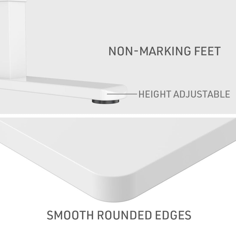 FORTIA Sit Stand Standing Desk, 120x60cm, 72-118cm Height Adjustable, 70kg Load, White/White Frame