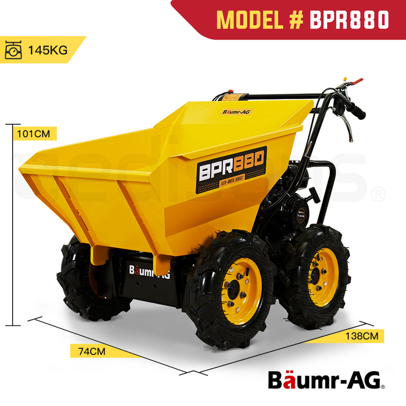 Baumr-AG Power Wheelbarrow Motorized Mini Petrol Powered Wheel Barrow Self Dump
