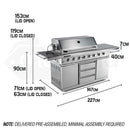 EuroGrille 8 Burner Outdoor BBQ Grill Barbeque Gas Stainless Steel Kitchen Commercial