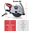 BAUMR-AG 2400W Electric Concrete Saw 355mm Demolition Cutter Wet Dry Demo Tool Circular Cutting