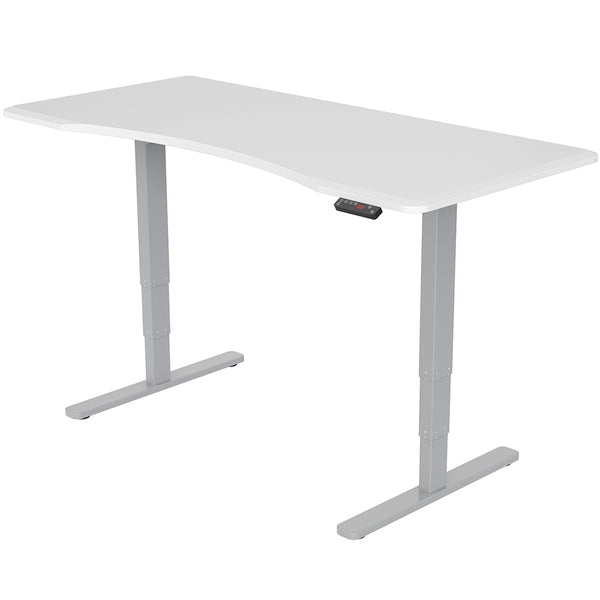 FORTIA Standing Desk Electric Dual Motor Adjustable Sit Stand 120KG Load, Matte White/Silver