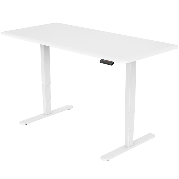 FORTIA Standing Desk, 150x70cm, 62-128cm Height, 2 Motors, 120KG Load, Matte White/White Frame