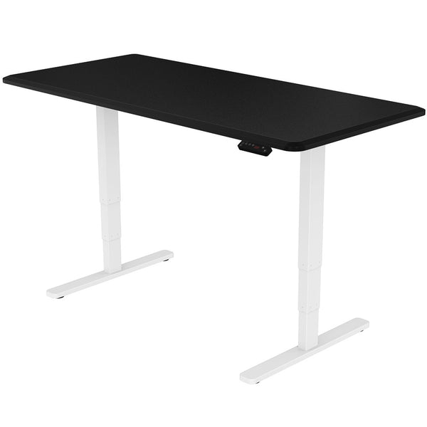 FORTIA Standing Desk, 160x75cm, 62-128cm Height, 2 Motors, 120KG Load, Black/White Frame