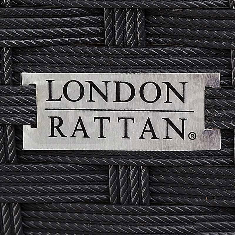 LONDON RATTAN 2pc Premium Outdoor Sun Lounge, Black with Light Cushions