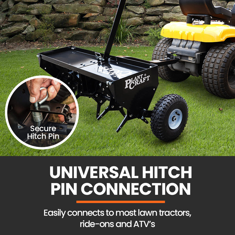 PlantCraft Tow Behind Plug Lawn Aerator 1m (40") Wide, Universal Hitch for Ride on Mower, Garden Tractor