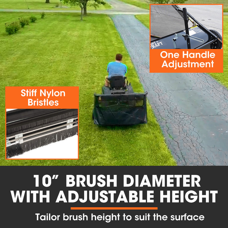 PlantCraft Lawn Sweeper 38" Wide, Tow Behind Leaf and Grass Clipping Collector, Universal Hitch for Ride on Mower, Garden Tractor