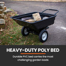 PLANTCRAFT 270kg Poly Dump Cart Wheelbarrow, 2in1 Wheel Borrow Tow-Behind Trailer for Ride-on Mower