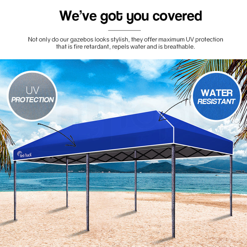 Red Track 3x6m Folding Gazebo Shade Outdoor Navy Foldable Marquee Pop-Up