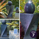 PROTEGE Solar Water Fountain Pump Twisted Design Outdoor with LED Lights - Black