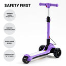 ROVO KIDS 3-Wheel Electric Scooter, Ages 3-8, Adjustable Height, Folding, Lithium Battery, Purple