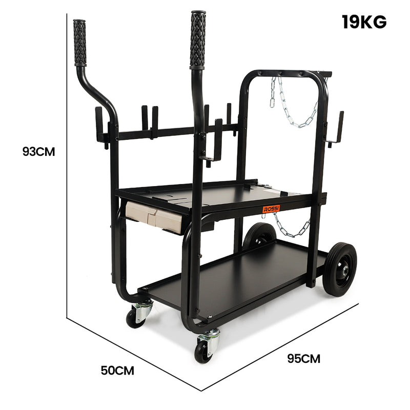 ROSSI Heavy-Duty 160kg Capacity Welding Cart Trolley, with Consumables Case