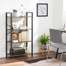 VASAGLE 4-Tier Bookshelf Storage Rack with Steel Frame for Living Room Office Study Hallway Industrial Style Rustic Brown and Black LLS60BX