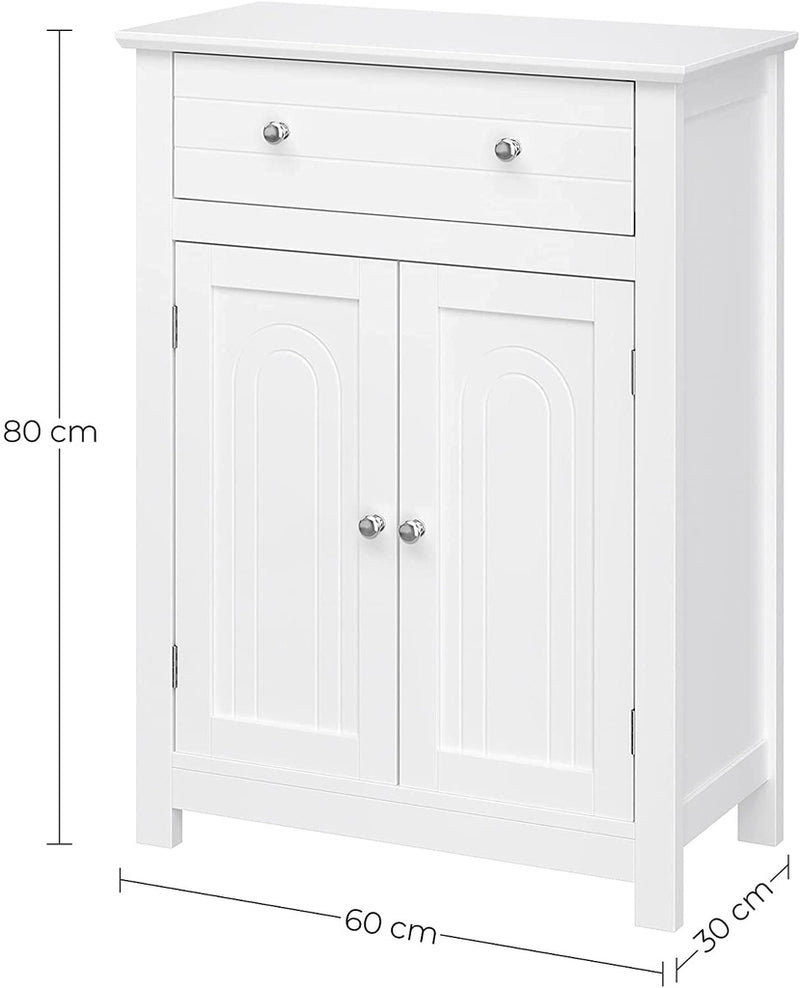 VASAGLE Floor Cabinet with Drawer and 2 Doors White BBC61WT