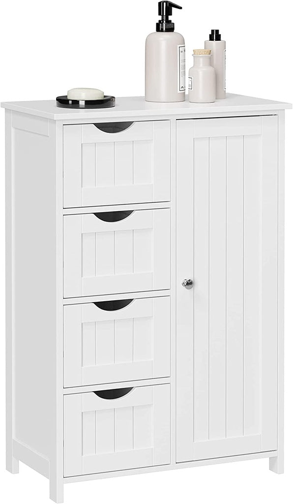 VASAGLE Floor Cabinet with 4 Drawers and Adjustable Shelf White LHC41W