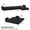 Sarantino  Mia 3-Seater Sofa Bed with Chaise & 3 Pillows - Black