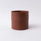 Tree Stripes Leather Look Cylinder Pot - Cognac (Small)