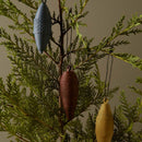 Tree Stripes Set of Six Decorative Festive Cones in Spicy Mustard