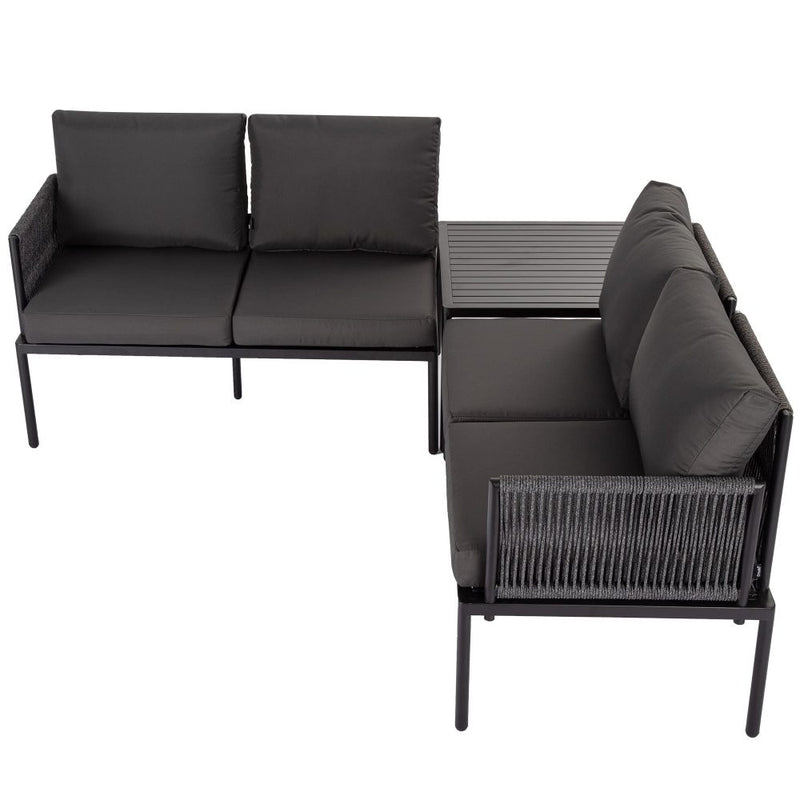Eden 4-Seater Outdoor Lounge Set with Coffee Table in Black &