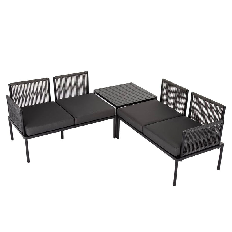 Eden 4-Seater Outdoor Lounge Set with Coffee Table in Black &