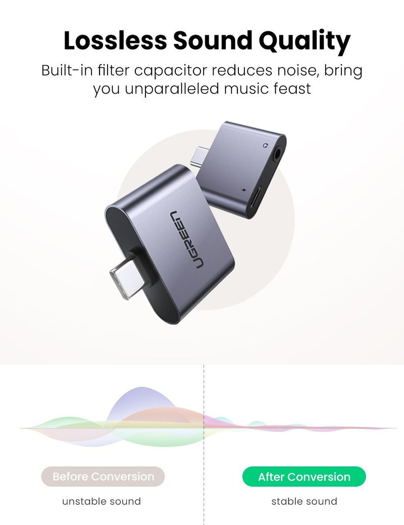 UGREEN 70312 2-in-1 USB C to C and 3.5mm Adapter