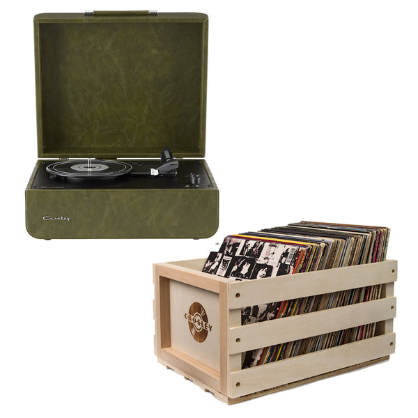 Crosley Mercury Turntable - Green + Bundled Crosley Record Storage Crate