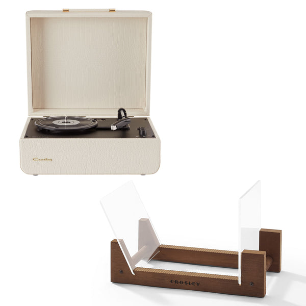 Crosley Mercury Turntable - Cream + Bundled Crosley Record Storage Display Stand