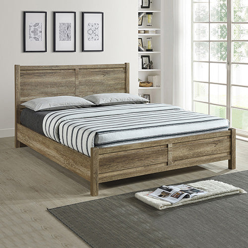 Alice 4 Pieces Bedroom Suite Natural Wood Like MDF Structure King Size Oak Colour Bed, Bedside Table & Dresser