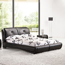 King Size Black Colour Bed Frame Upholstered Faux Leather with Crystal Headrest