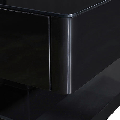 Stylish Coffee Table High Gloss Finish in Shiny Black Colour with 4 Drawers Storage