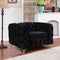 Single Seater Black Sofa Classic Armchair Button Tufted in Velvet Fabric with Metal Legs