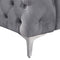 Single Seater Grey Sofa Classic Armchair Button Tufted in Velvet Fabric with Metal Legs