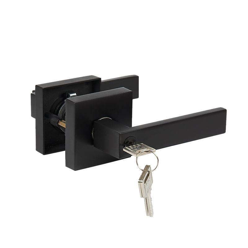 Door Handle Set Lever Privacy Function Square Black
