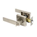 Door Handle Set Lever Lock Function Square Satin Nickel