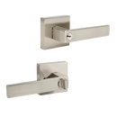 Door Handle Set Lever Lock Function Square Satin Nickel