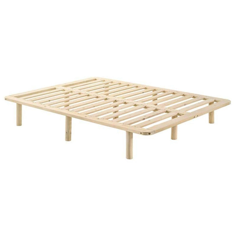 Platform Bed Base Frame Wooden Natural King Pinewood