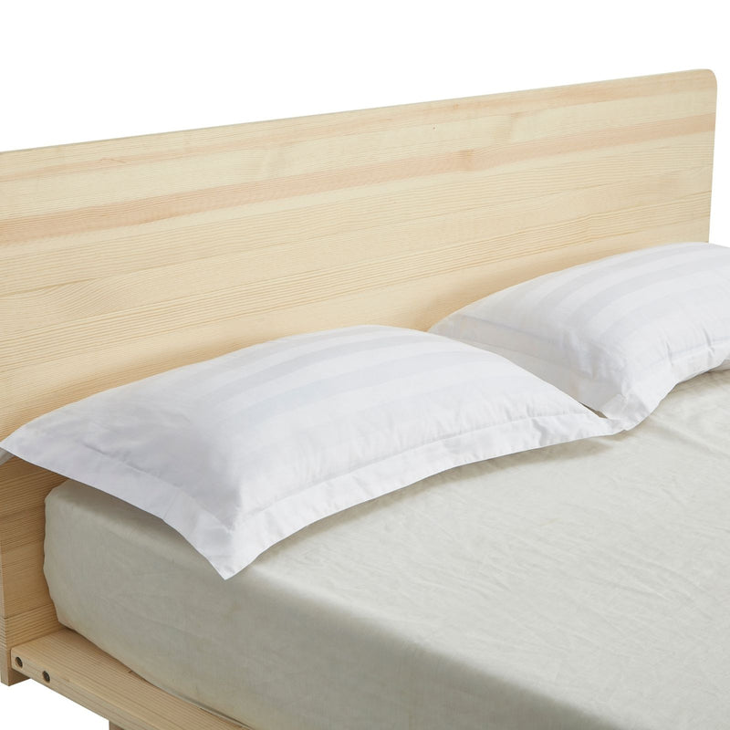 Natural Solid Wood Bed Frame Bed Base with Headboard Queen