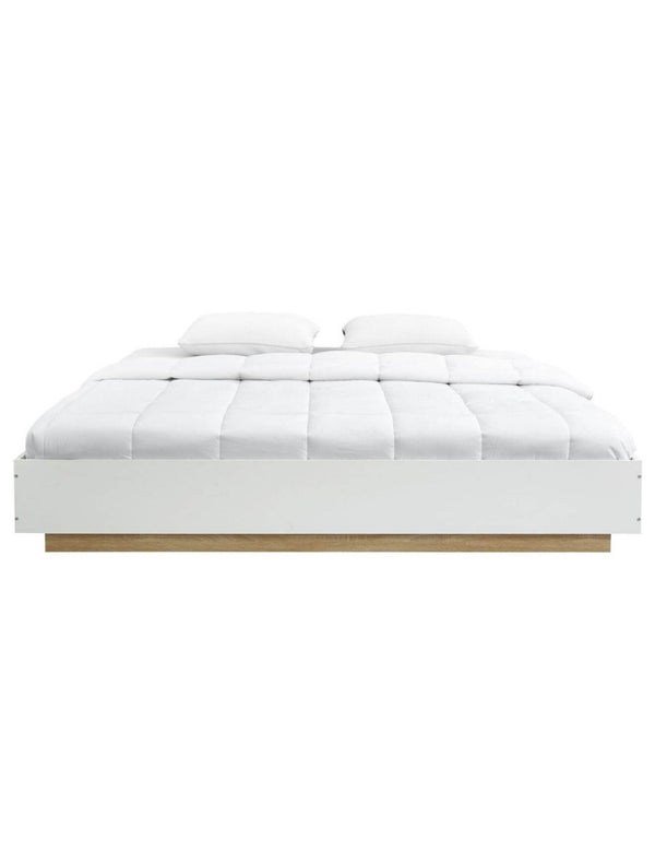 Aiden Industrial Contemporary White Oak Bed Base Bed Frame - Queen