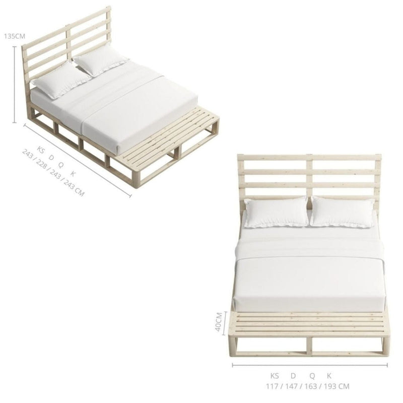 Industrial Coastal Pallet Bed Frame Bed Base King Single