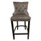 Little Lady Grey Bar Stool Quilted Velvet with a Silver-toned Ring Knocker