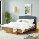 Walnut Oak Wood Floating Bed Frame Queen