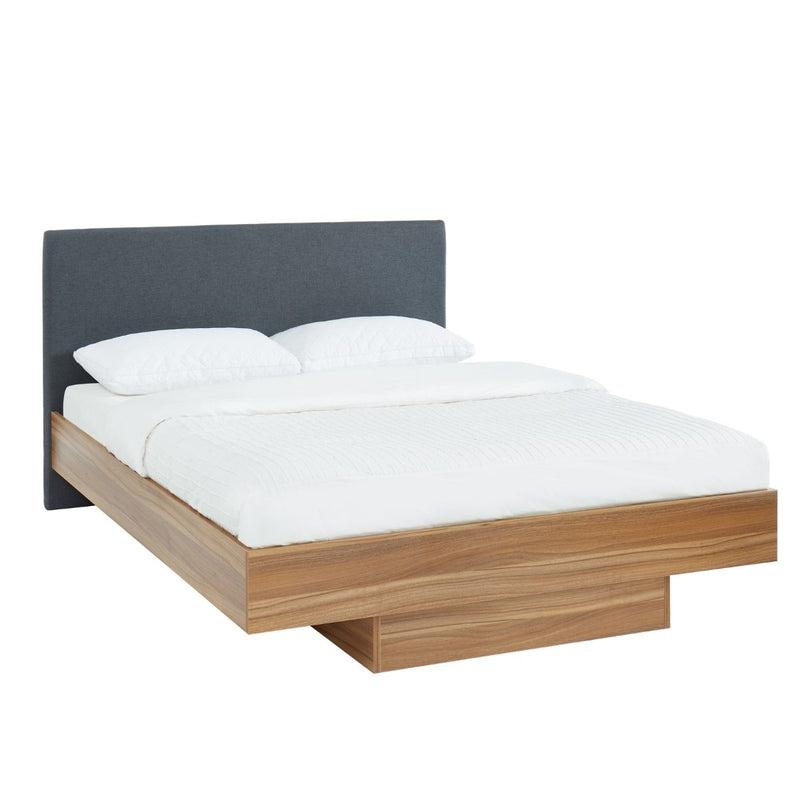 Walnut Oak Wood Floating Bed Frame King